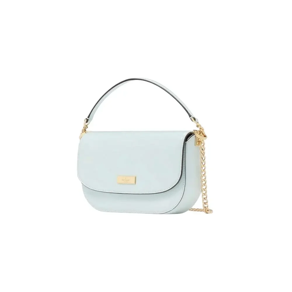 Kate Spade Blue Patent Leather 2 Way Crossbody Top Handle Gold Strap Bag NWT